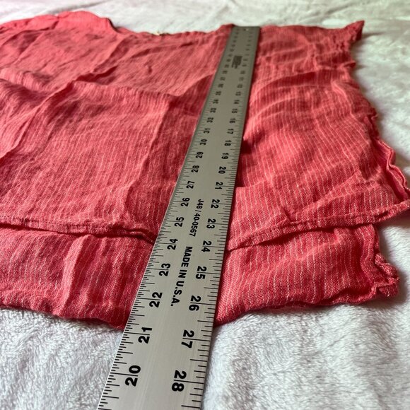 Eileen Fisher Petite Womens Crinkled Red Striped Linen Tunic Top PM Relaxed Fit - Picture 7 of 9
